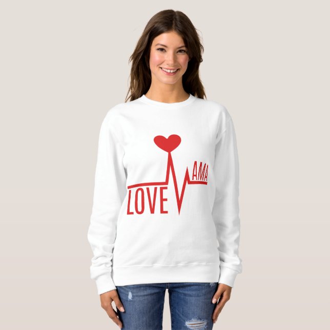 mother mummy mum love heart pulse sweatshirt (Front Full)