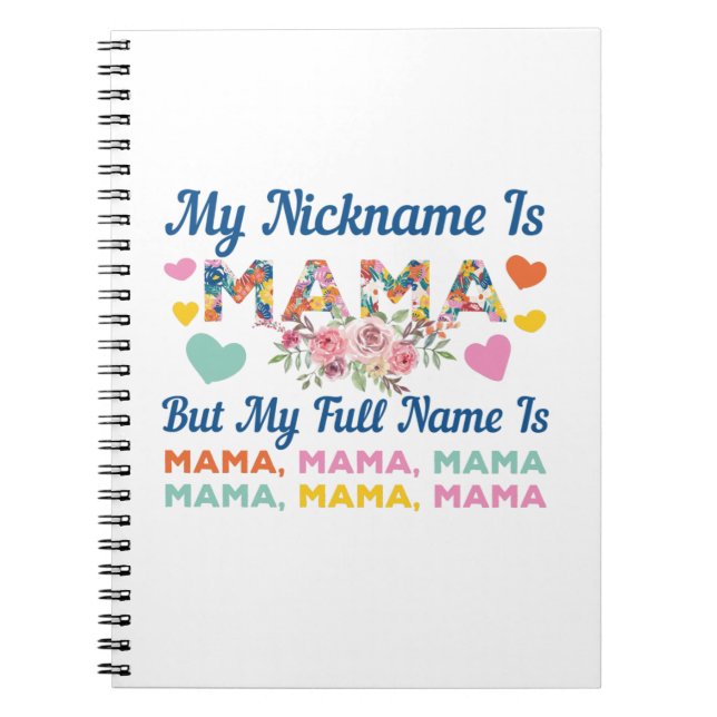 Mother My Nickname Is Mama Birthday Notebook (Front)