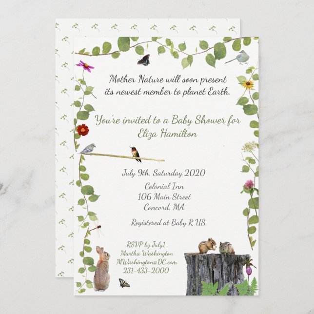 Mother Nature Calls: Baby Shower Invitation (Front/Back)