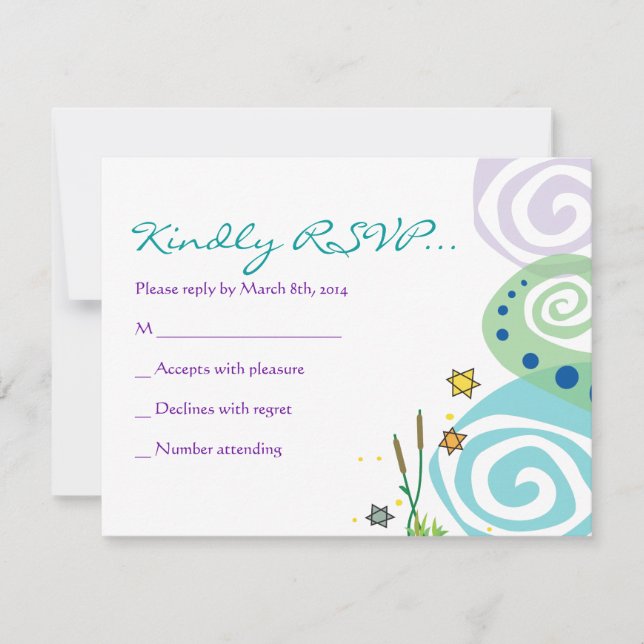 MOTHER NATURE SWIRL Bat Bar Mitzvah Reply Card (Front)