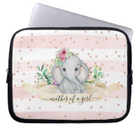 Mother of a Girl - Baby Elephant and Flowers 