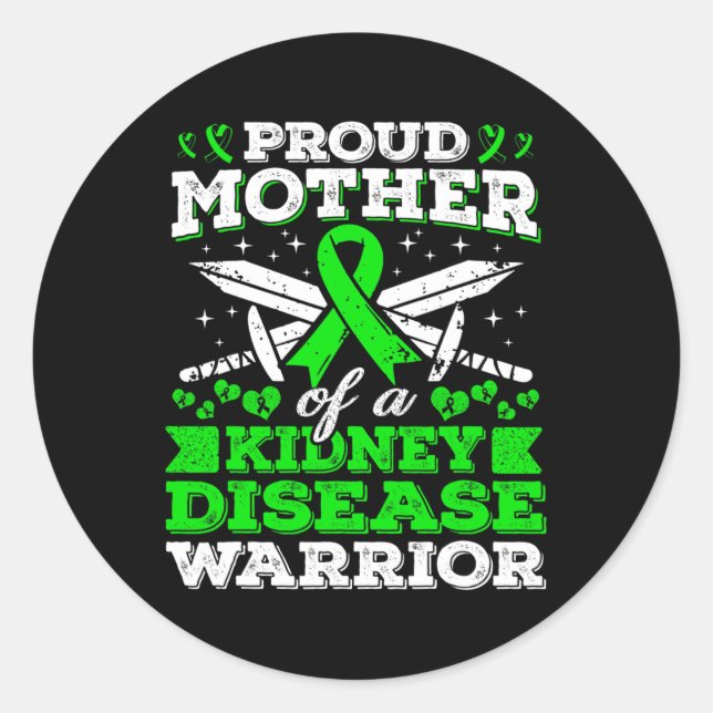Mother Of A Kidney Disease Warrior Ckd Awareness M Classic Round Sticker (Front)