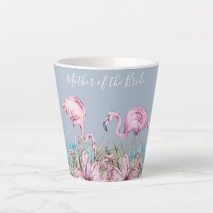 MOTHER-OF-BRIDE Blushing Flamingo Tropical Wedding Latte Mug