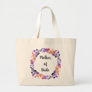 Mother Of Bride Floral Wreath Large Tote Bag