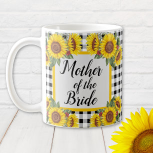 Mother of Bride Personalised Gingham Sunflowers Coffee Mug