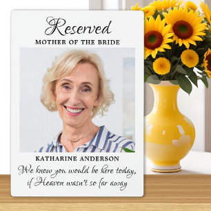 Mother Of Bride Photo Heaven Memorial Wedding Plaque
