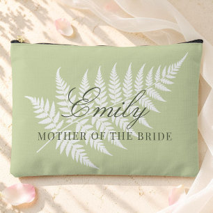 Mother of Bride Pistachio Green White Fern Large Accessory Pouch