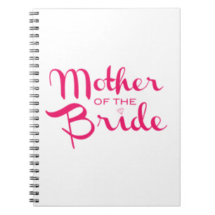 Mother of Bride Retro Script Hot Pink On White Spiral Notebook