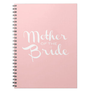 Mother of Bride Retro Script White On Pink Spiral Notebook
