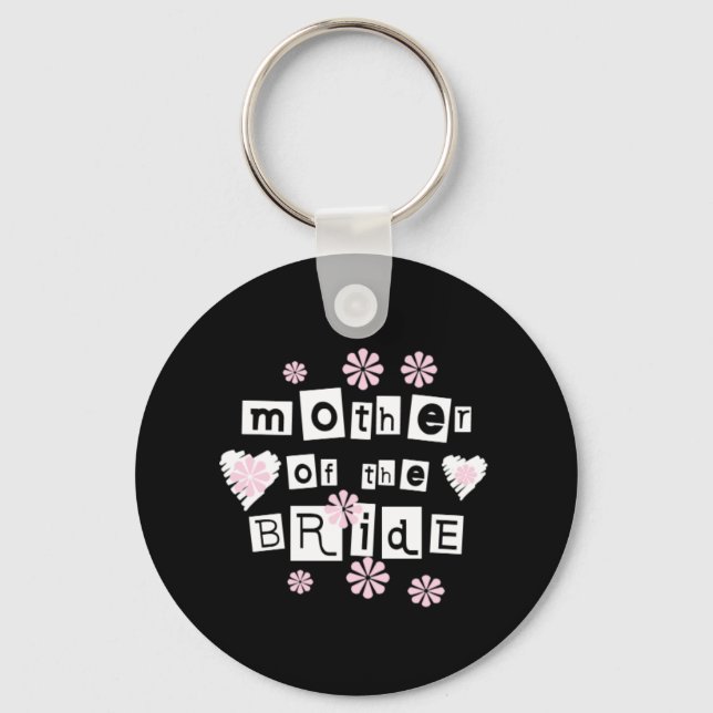 Mother of Bride White on Black Key Ring (Front)