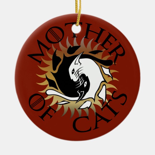Mother Of Cats Ceramic Ornament (Front)