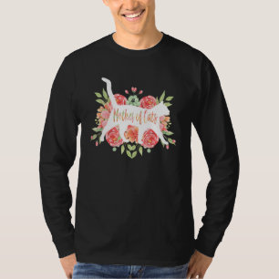 Mother Of Cats Kittens White Floral Flowers T-Shirt