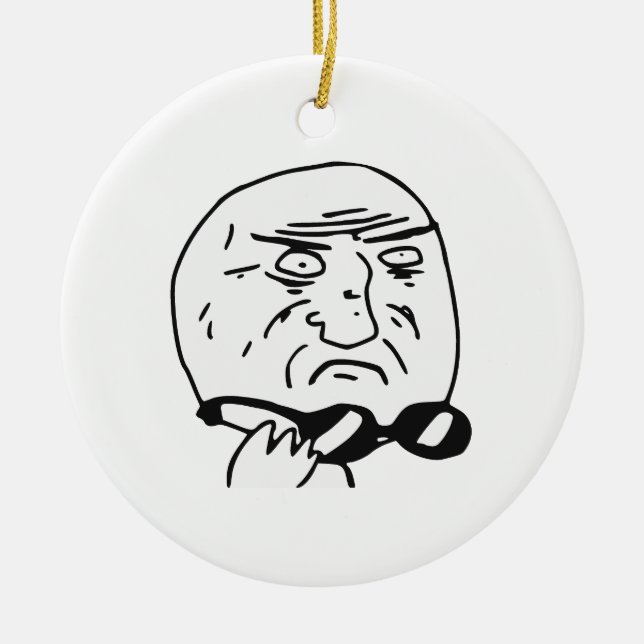 Mother of God Rage Face Comic Meme Ceramic Tree Decoration (Front)