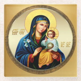 Mother of God, virgin mary Glass Coaster