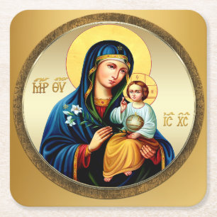 Mother of God, virgin mary Square Paper Coaster