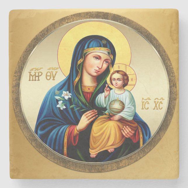 Mother of God, virgin mary Stone Coaster (Front)