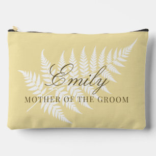 Mother of Groom Butter Yellow White Fern Large Accessory Pouch