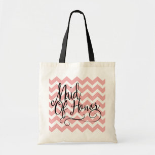 Mother of Honour Pastel Pink Chevron Tote Bag