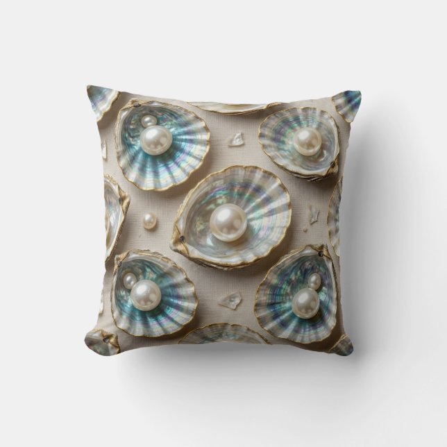 Mother of Pearl Abalone Gold Oyster Shell Cushion (Front)