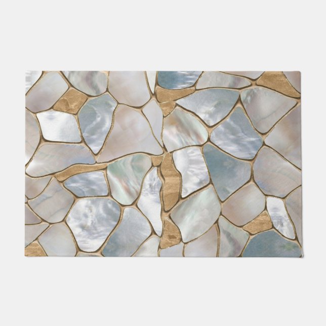 Mother of pearl and Gold cells abstract Doormat (Front)