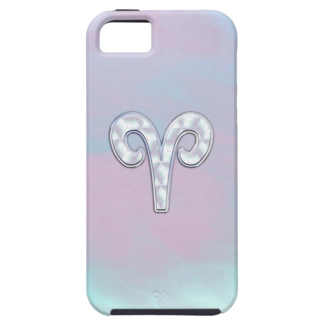 Mother of Pearl Aries Zodiac Symbol Decor Case-Mate iPhone Case (Back)