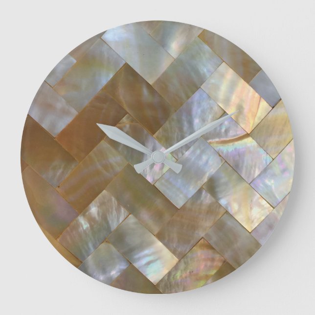 Mother of Pearl Capiz Weave Large Clock (Front)