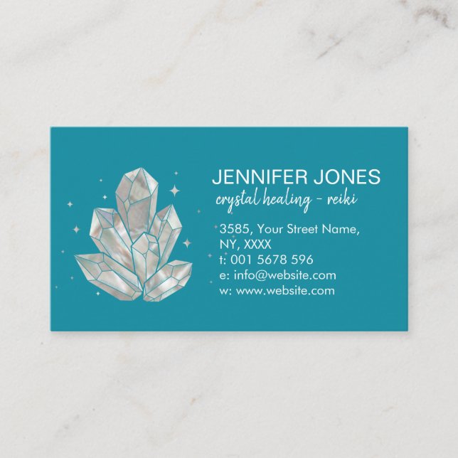 Mother of pearl Crystals Cluster Business Card (Front)