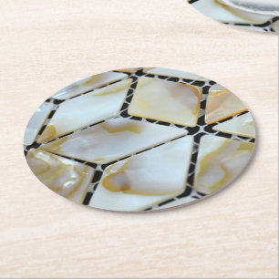 Mother of Pearl Design Round Paper Coaster