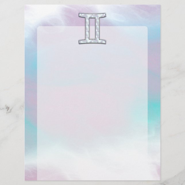 Mother of Pearl Gemini Zodiac Symbol (Front)