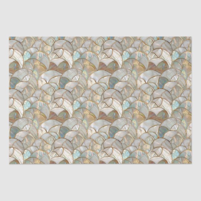 Mother of Pearl Gold Accent Mosaic Style Tissue Paper (Front)
