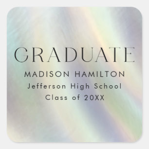 Mother of Pearl Holographic Graduation Square Sticker