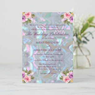 Mother of Pearl Iridescent Elegant Wedding Invitation