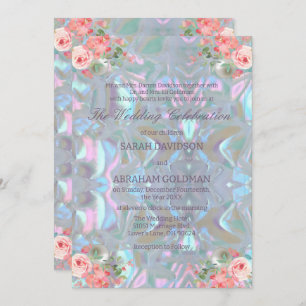 Mother of Pearl Iridescent Elegant Wedding  Invitation
