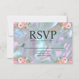 Mother of Pearl Iridescent Elegant Wedding RSVP Invitation