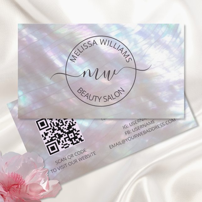  Mother-of-pearl Iridescent Peony Business Card (Creator Uploaded)