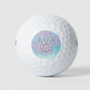 Mother of Pearl Nacre Style Taurus Zodiac Sign Golf Balls