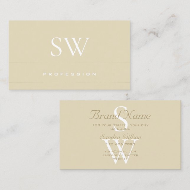 Mother of Pearl Pastel Beige Pattern with Initials Business Card (Front/Back)