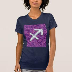 Mother of Pearl Sagittarius Symbol Fuchsia Camo T-Shirt