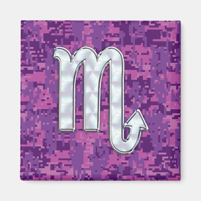 Mother of Pearl Scorpio Zodiac Pink Digital Camo Magnet (Front)