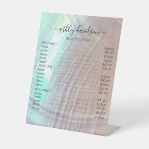 Mother of Pearl Seashell Pricing Pedestal Sign