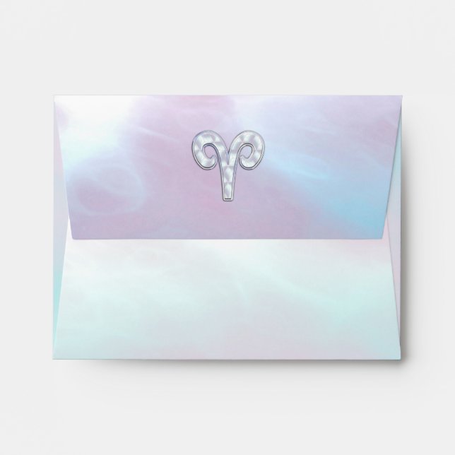 Mother of Pearl Style Aries Zodiac Symbol Envelope (Back (Top Flap))