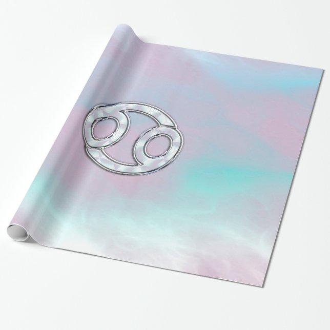 Mother of Pearl Style Cancer Zodiac Sign Decor Wrapping Paper (Unrolled)