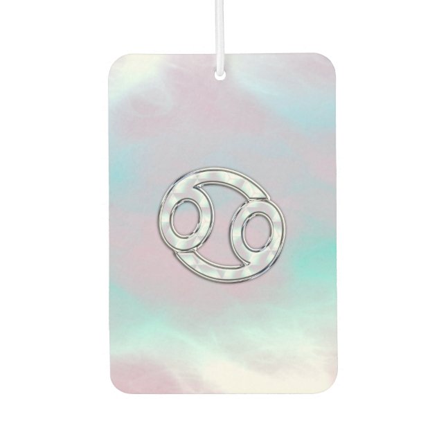 Mother of Pearl Style Cancer Zodiac Symbol Car Air Freshener (Front)