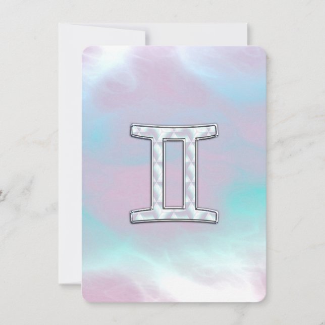 Mother of Pearl Style Gemini Zodiac Sign (Front)