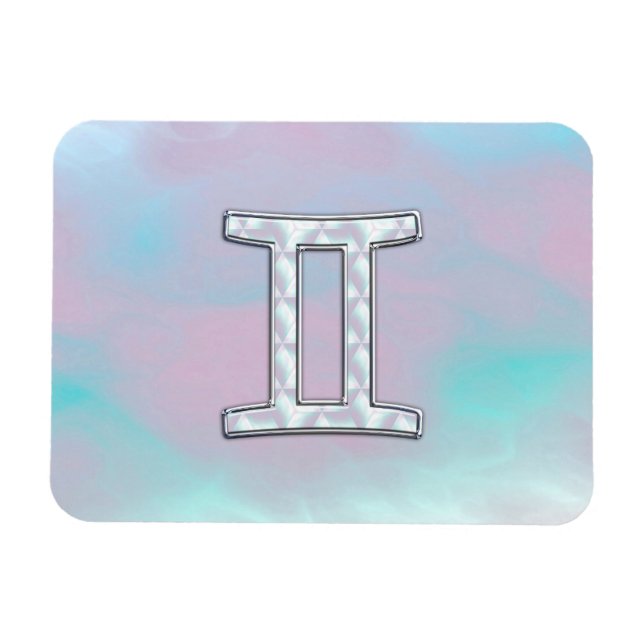Mother of Pearl Style Gemini Zodiac Sign Magnet (Horizontal)