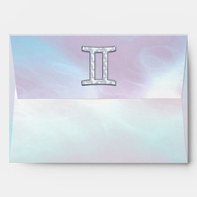 Mother of Pearl Style Gemini Zodiac Symbol Envelope (Back (Top Flap))