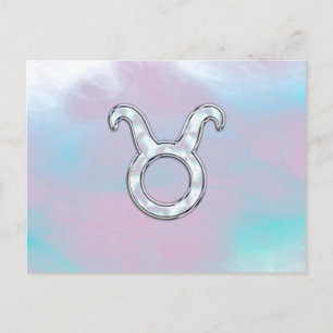 Mother of Pearl Style Taurus Zodiac Horoscope Postcard