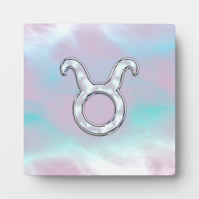 Mother of Pearl Taurus Zodiac Astrology Plaque (Front)