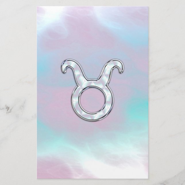 Mother of Pearl Taurus Zodiac Astrology Stationery (Front)