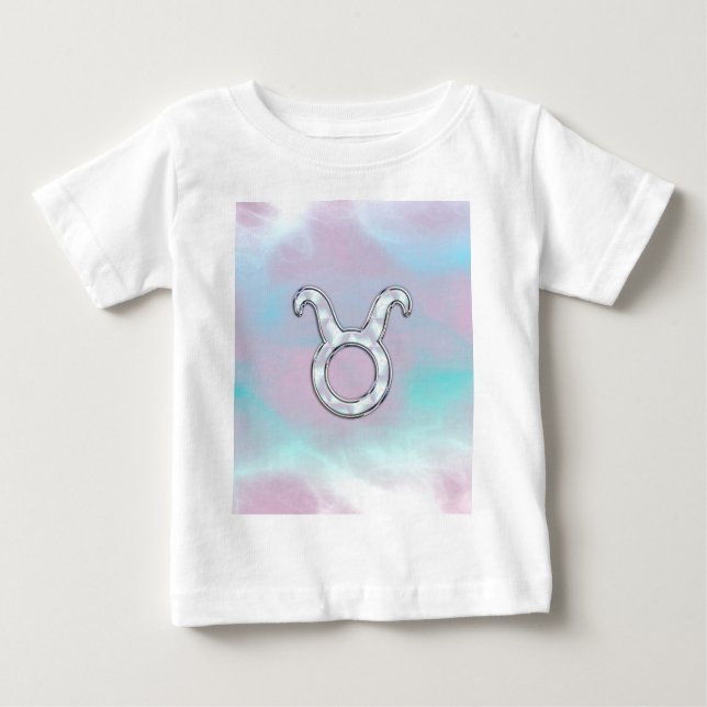 Mother of Pearl Taurus Zodiac Symbol Baby T-Shirt (Front)